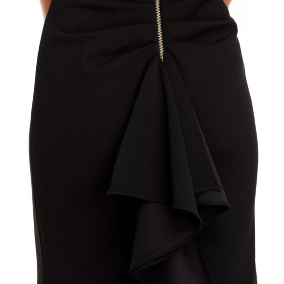 Aqua One-Shoulder Ruffled Gown - Picture 3 of 9